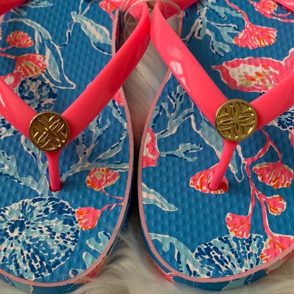 LILLY PULITZER Bahamian Rhapsody Flip Flop Sz 7/8 - Picture 3 of 5